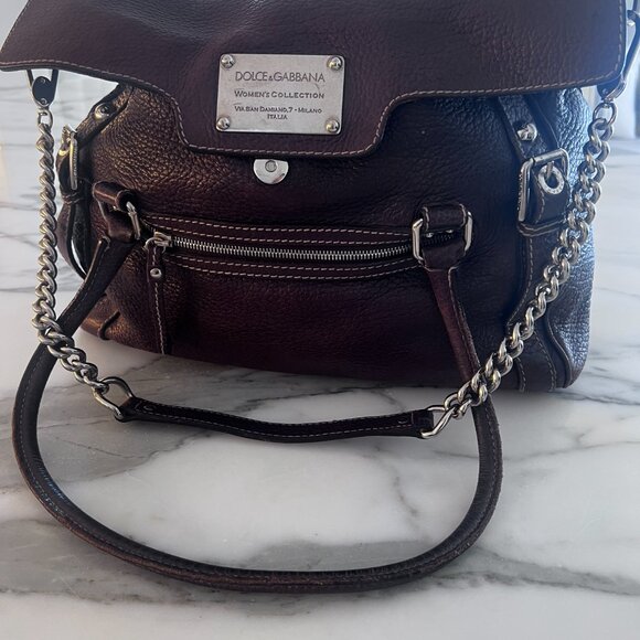 Dolce and Gabana Miss Easy Way Brown Leather Bag PREOWNED/USED Dolce & Gabbana - Picture 5 of 5